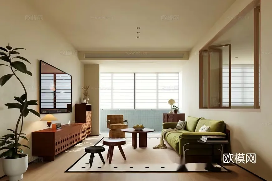 Modern Living Room 3D Model – 7642 – CORONA Render