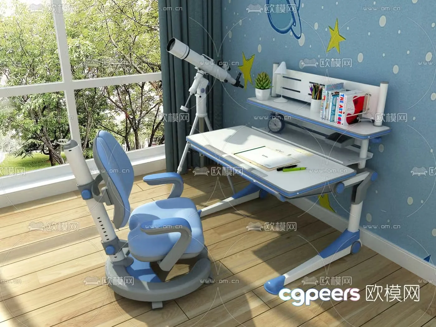 Nordic children’s desk and chair 3d model