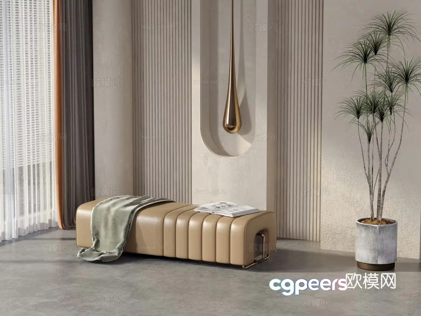 Modern shoe changing stool cloakroom stool 3D model