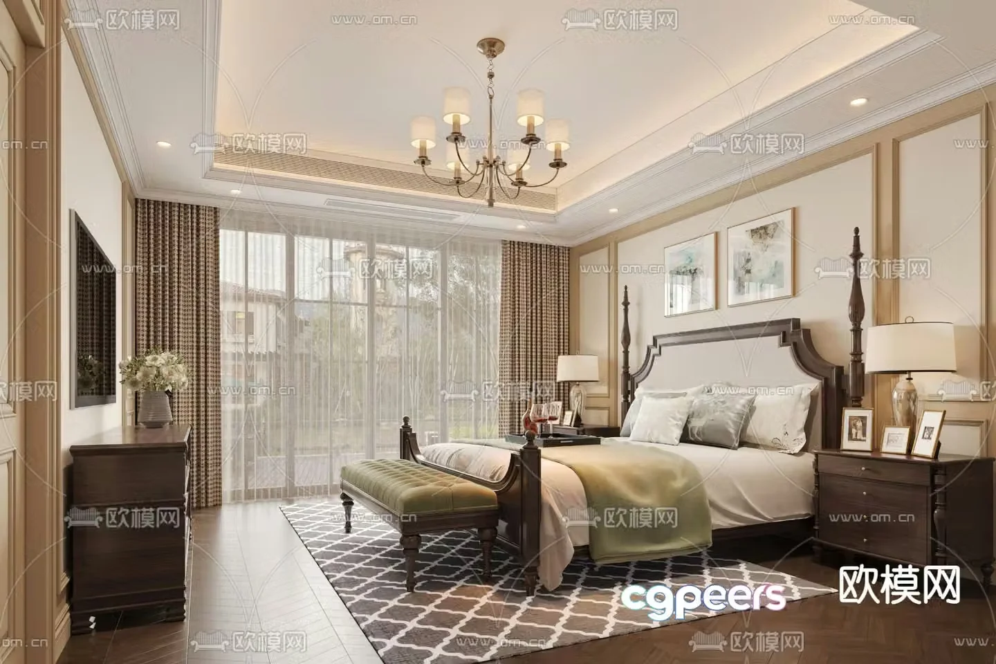 American style bedroom master bedroom master room 3d model