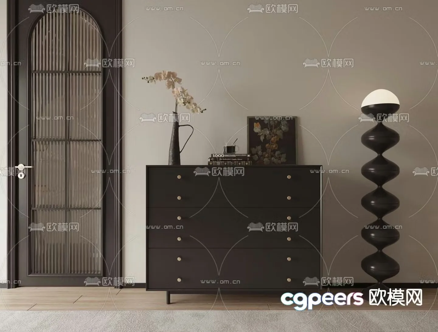 Middle-aged side cabinet chest cabinet 3d model