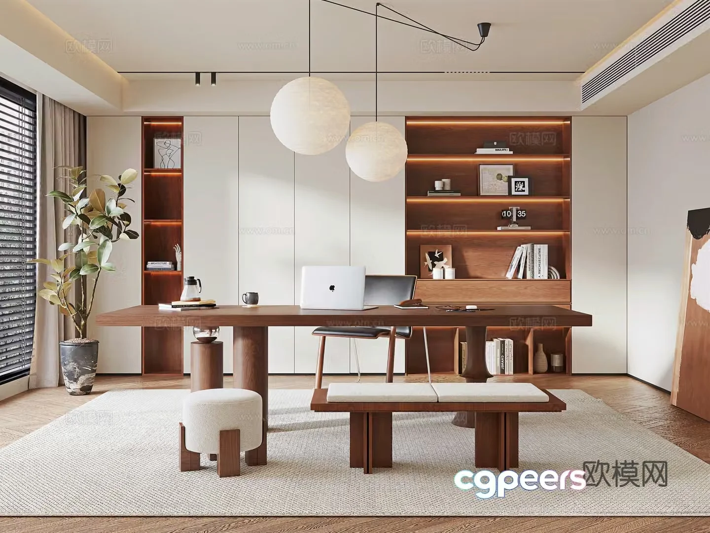 Middle-aged study room 3D model
