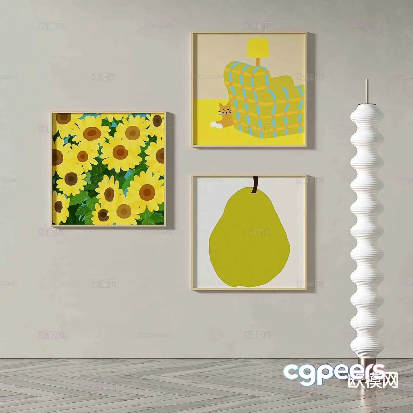 Modern art painting cartoon painting decorative painting 3d model