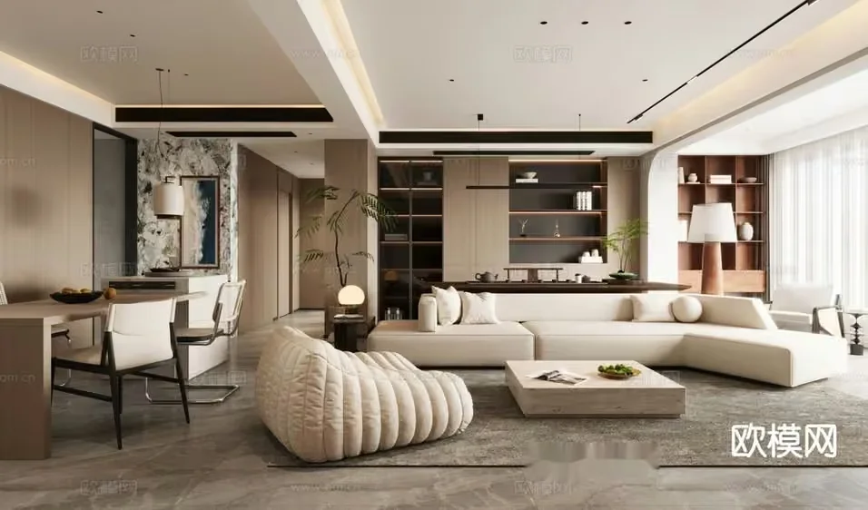 Modern Living Room 3D Model – 6648 – CORONA Render