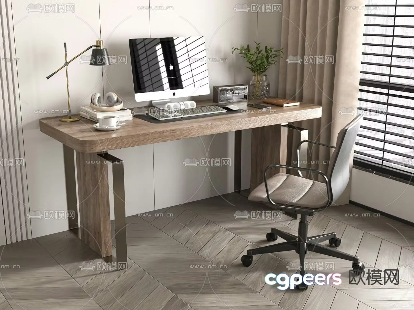modern desk writing desk 3d model