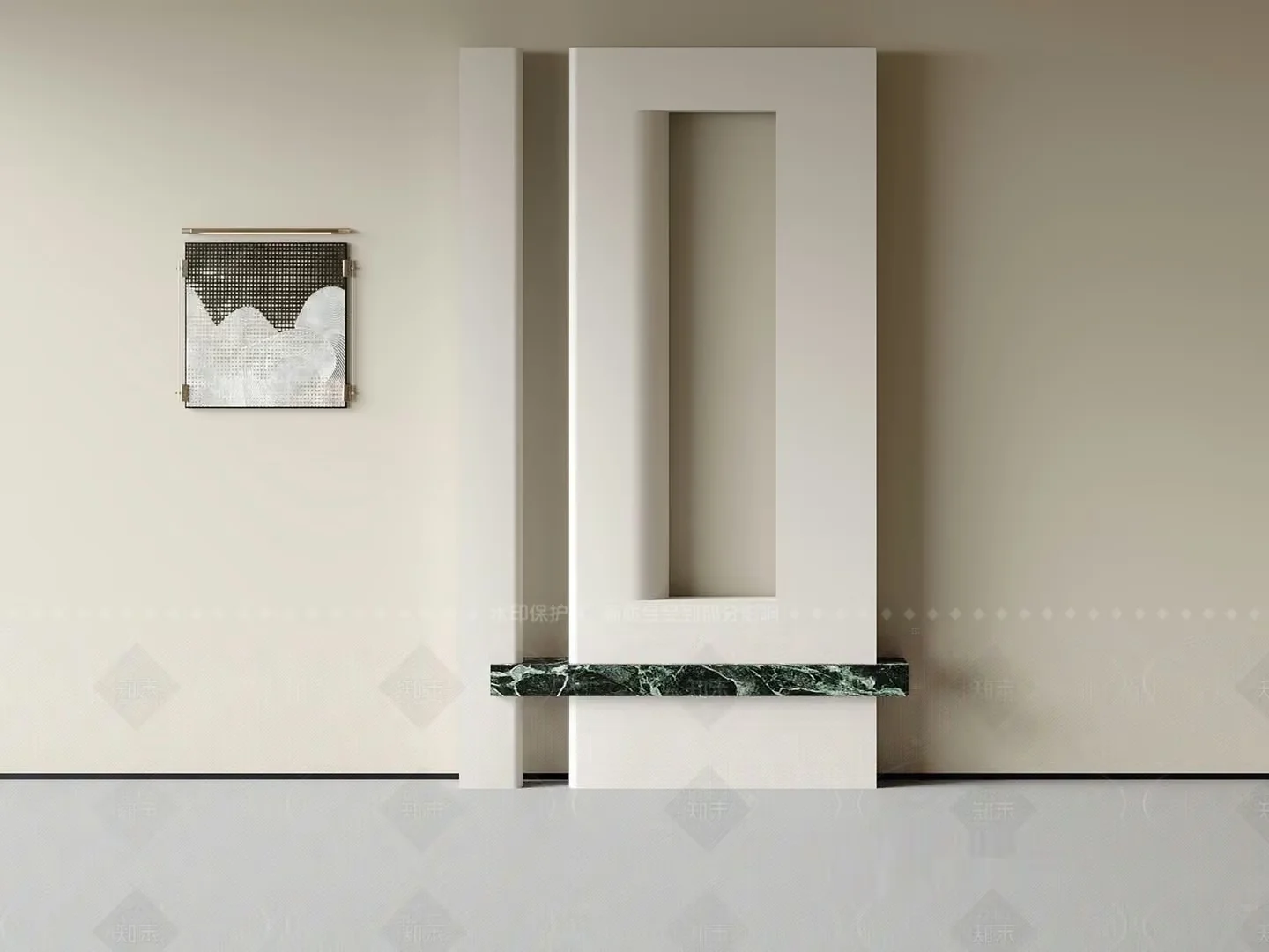 A Minimalist White And Green Marble Door 3D Model – 21754 – VRAY Render