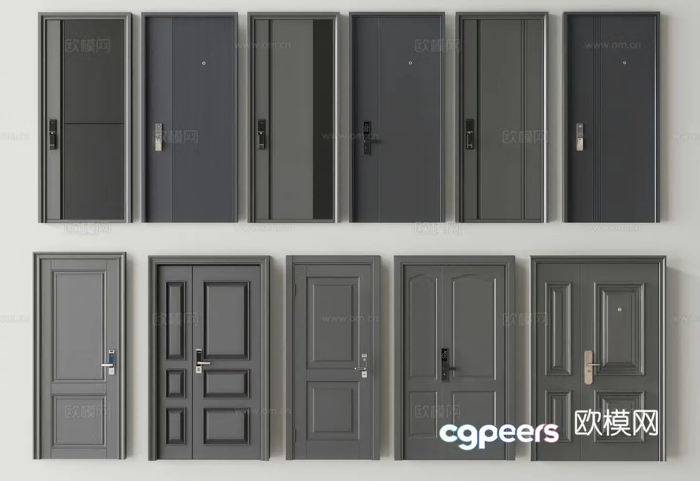 Modern security door entry door room door 3d model