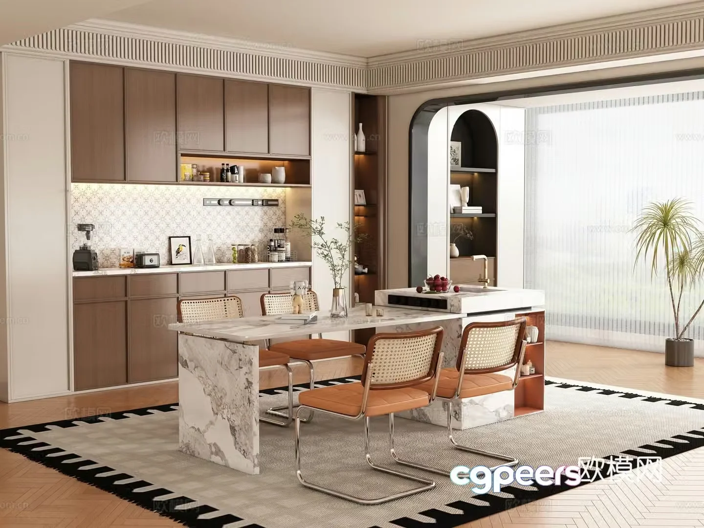 Modern island restaurant 3d model