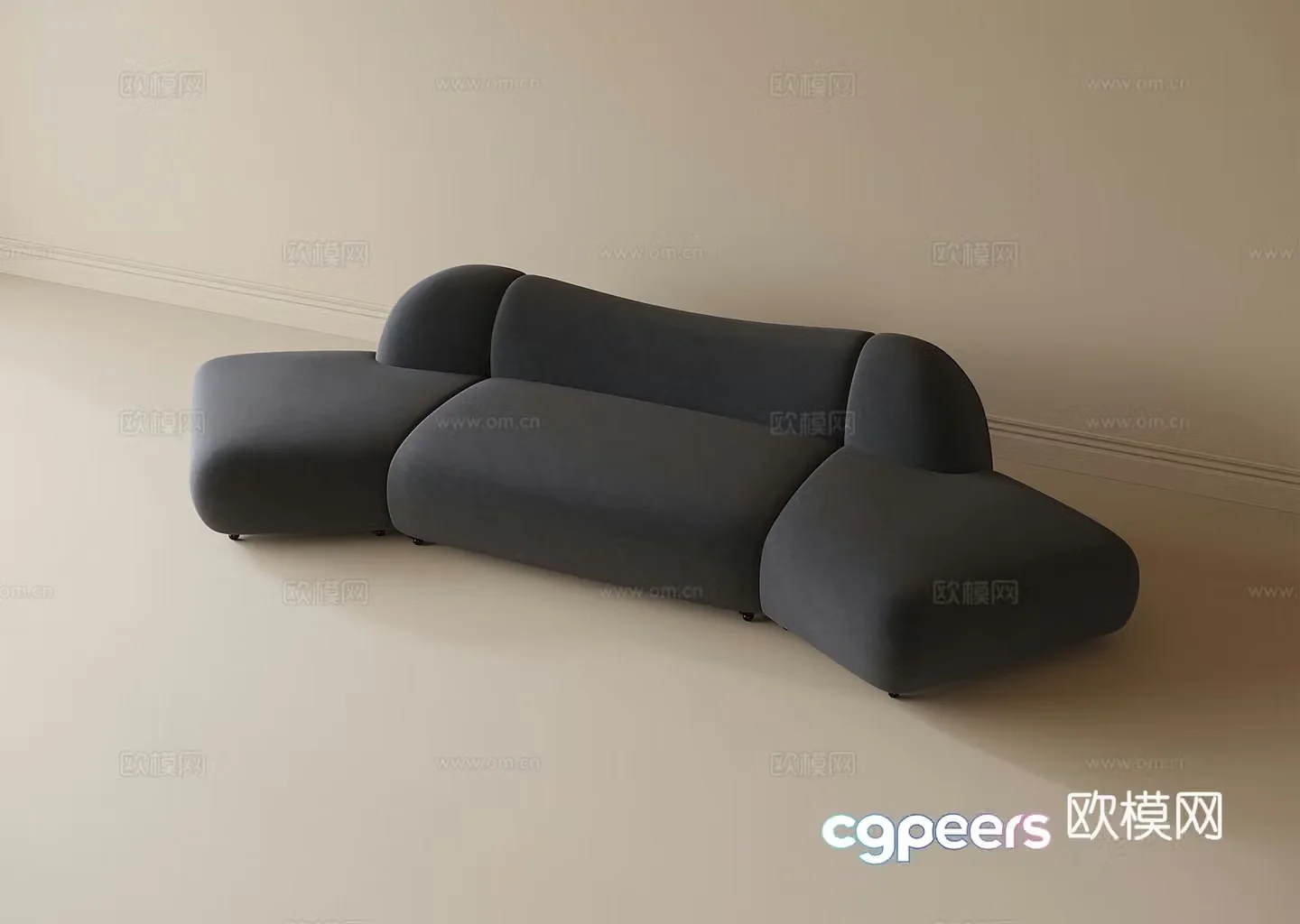 Modern curved sofa multi-person sofa fabric sofa 3d model