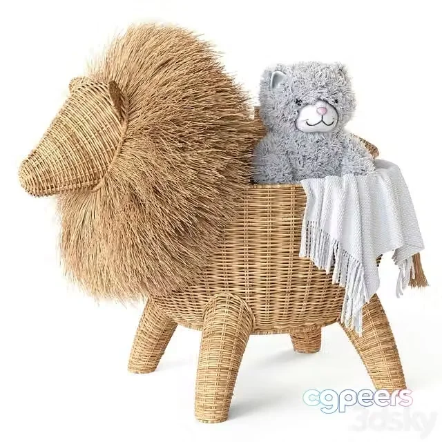 3ds Max Free – RATTAN ANIMAL BASKET LION Restoration Hardware
