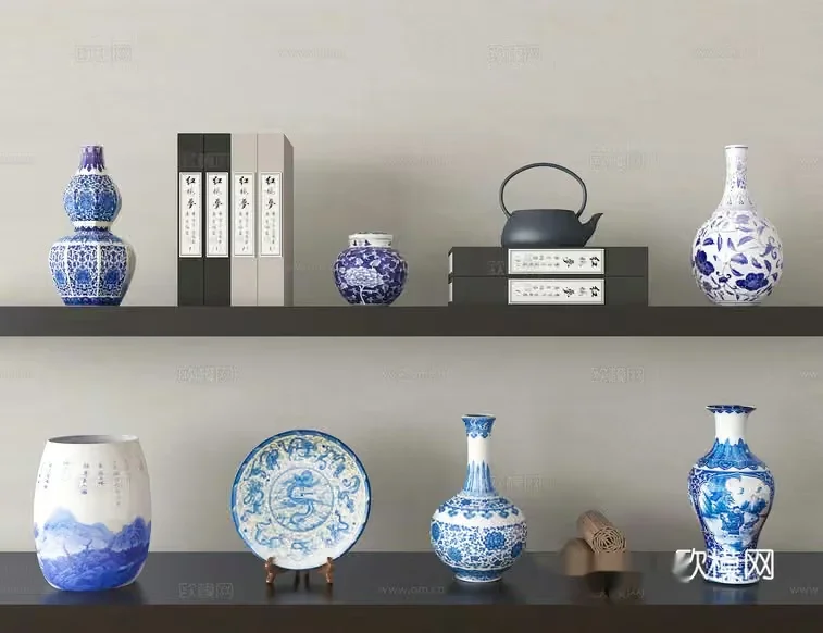 Blue And White Porcelain 3D Model – 17902 – VRAY Render