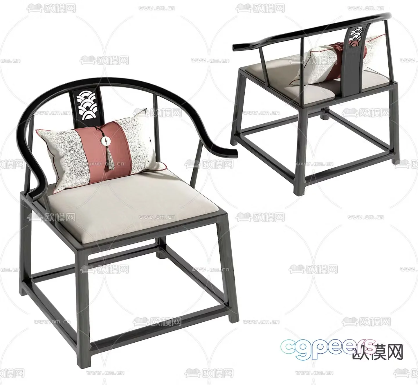 New Chinese single chair 3D model