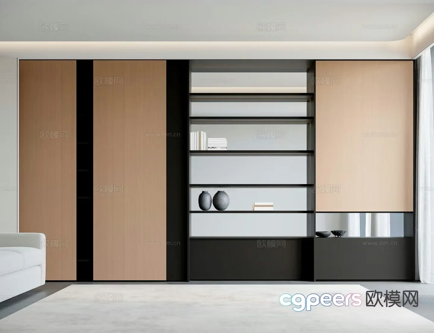 Modern bookcase display cabinet 3d model