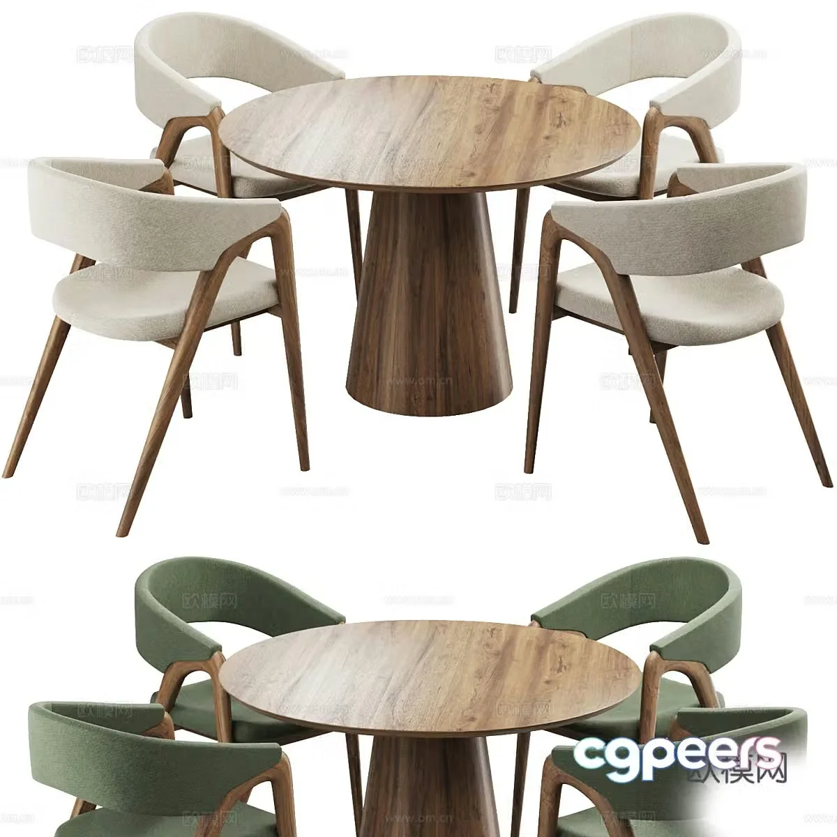New Chinese dining table and chair 3D model