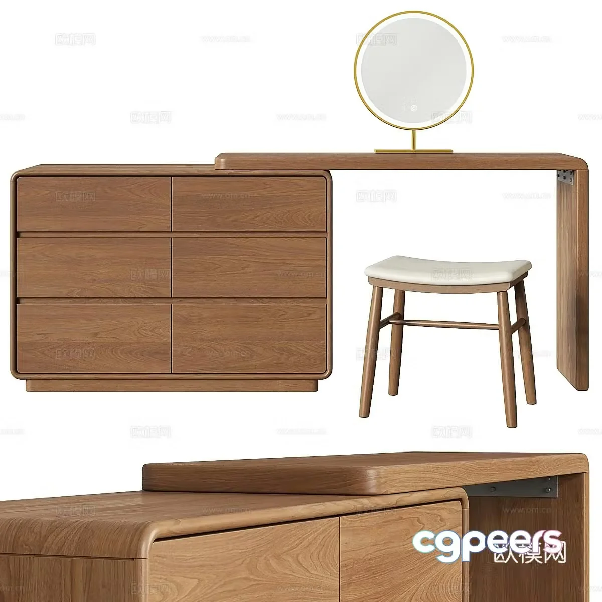 New Chinese style GVAwood telescopic dressing table 3D model