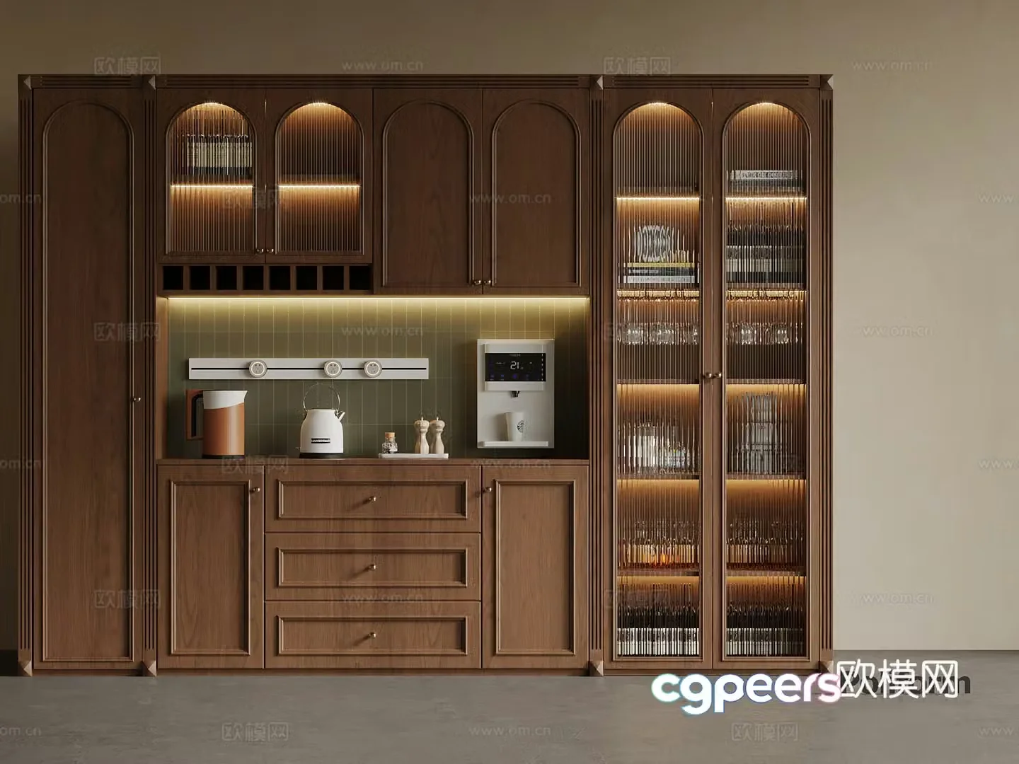 Middle-aged wine cabinet sideboard 3D model