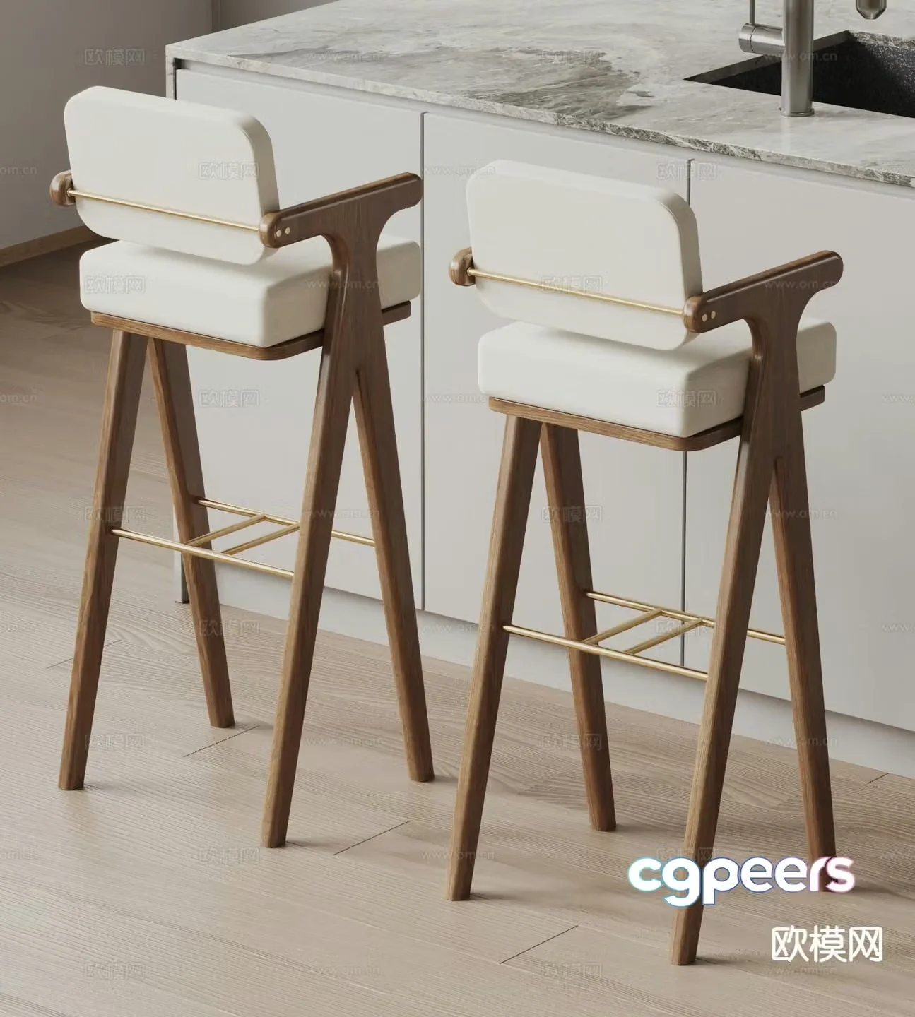 West Elm bar stool bar stool 3d model