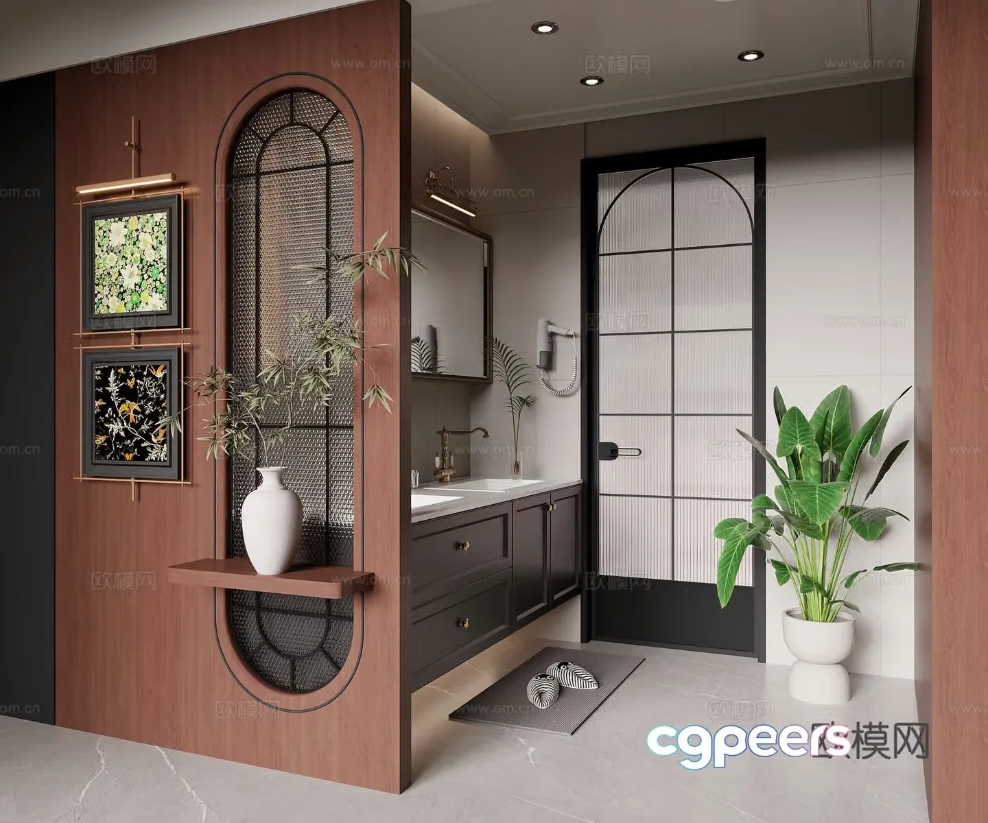 Middle-aged bathroom dry area 3D model