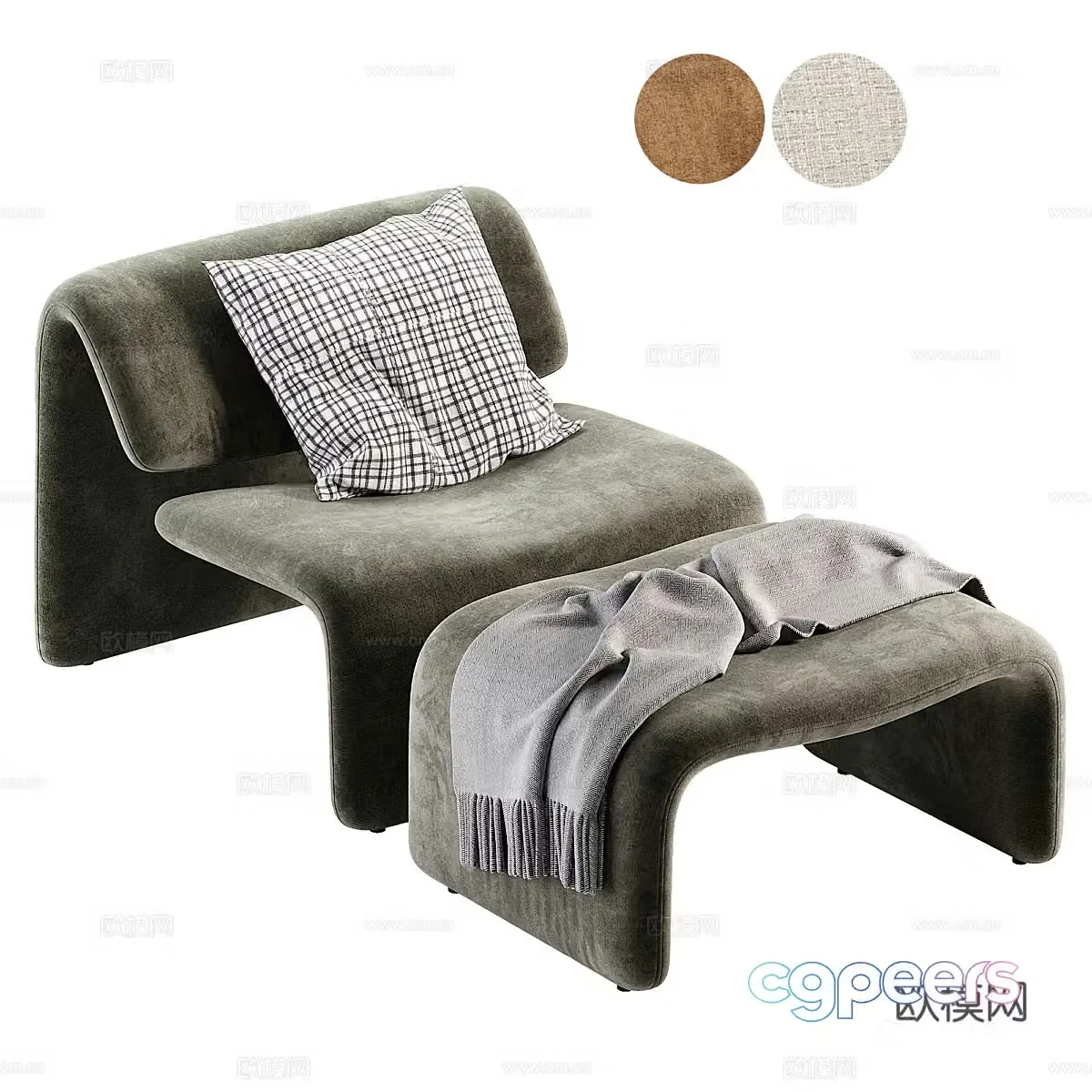 Modern Italian fabric casual lounge chair 3d model