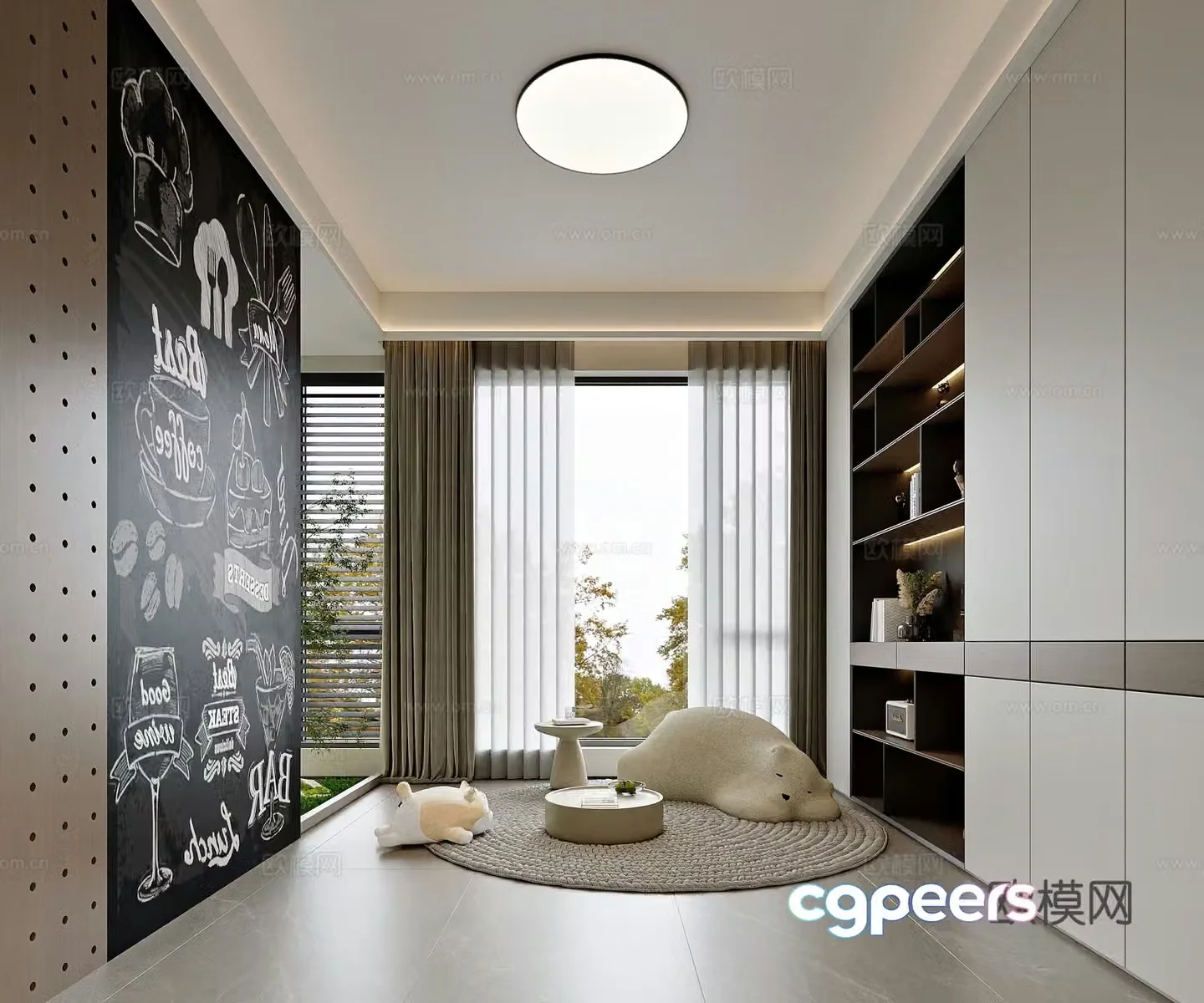 Modern style home leisure room entertainment room 3d model