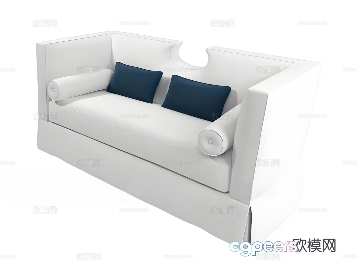 white sofa double sofa 3d model