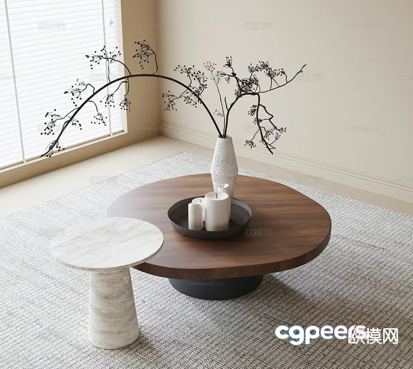 Wabisa round coffee table mother-child coffee table 3D model