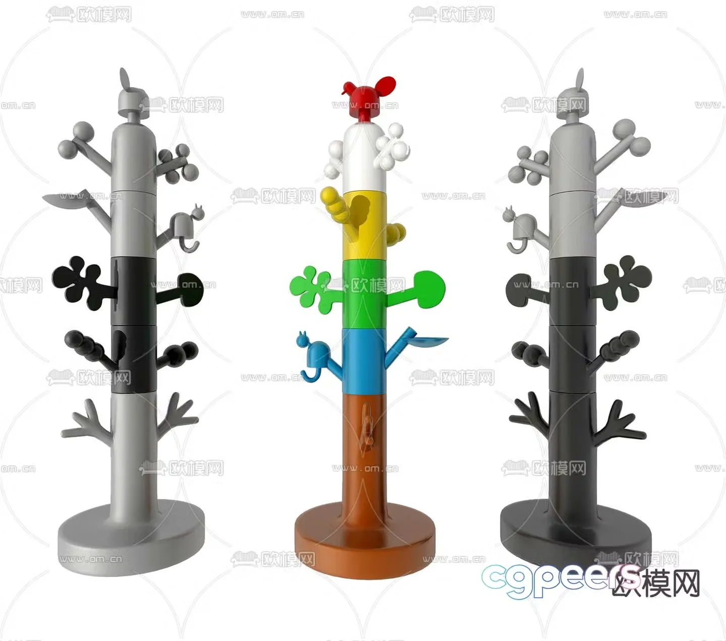 Modern children’s color block clothes hanger 3d model