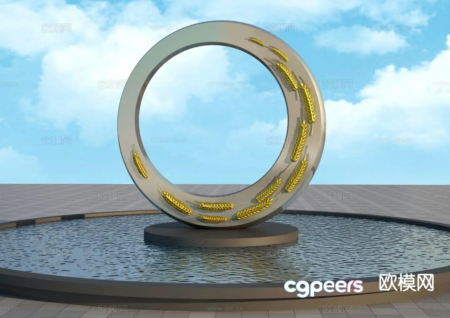 Wheat sculpture ring sculpture 3d model