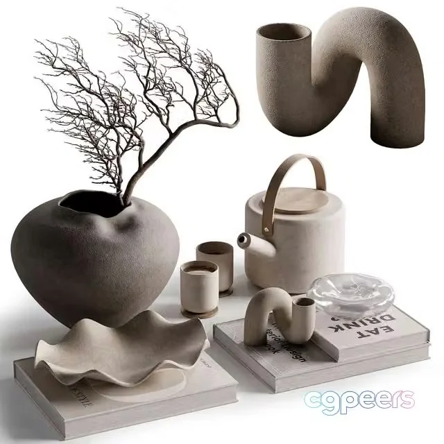 3ds Max Free – Decorative set 42 japandi style