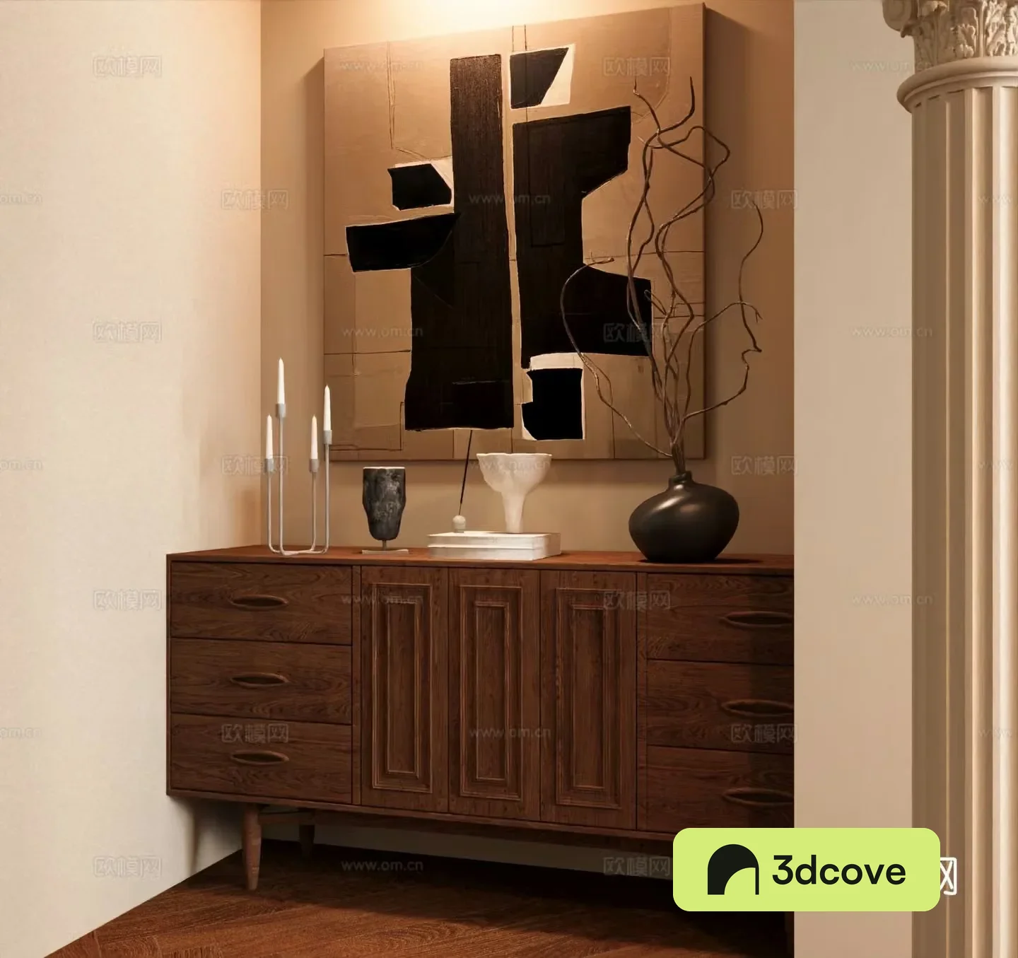 Medieval style entrance cabinet