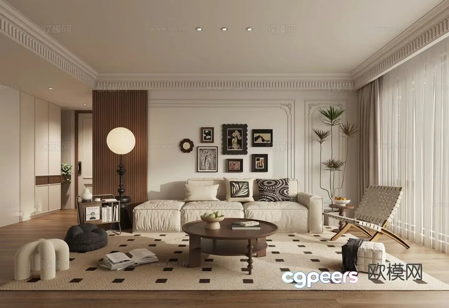 Middle-aged living room 3d model