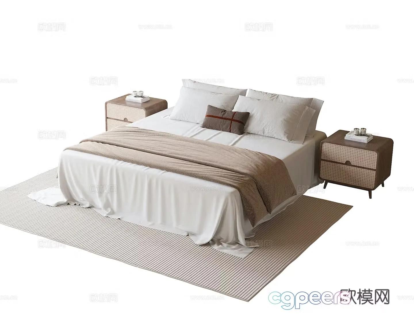 Modern backless double bed 3d model