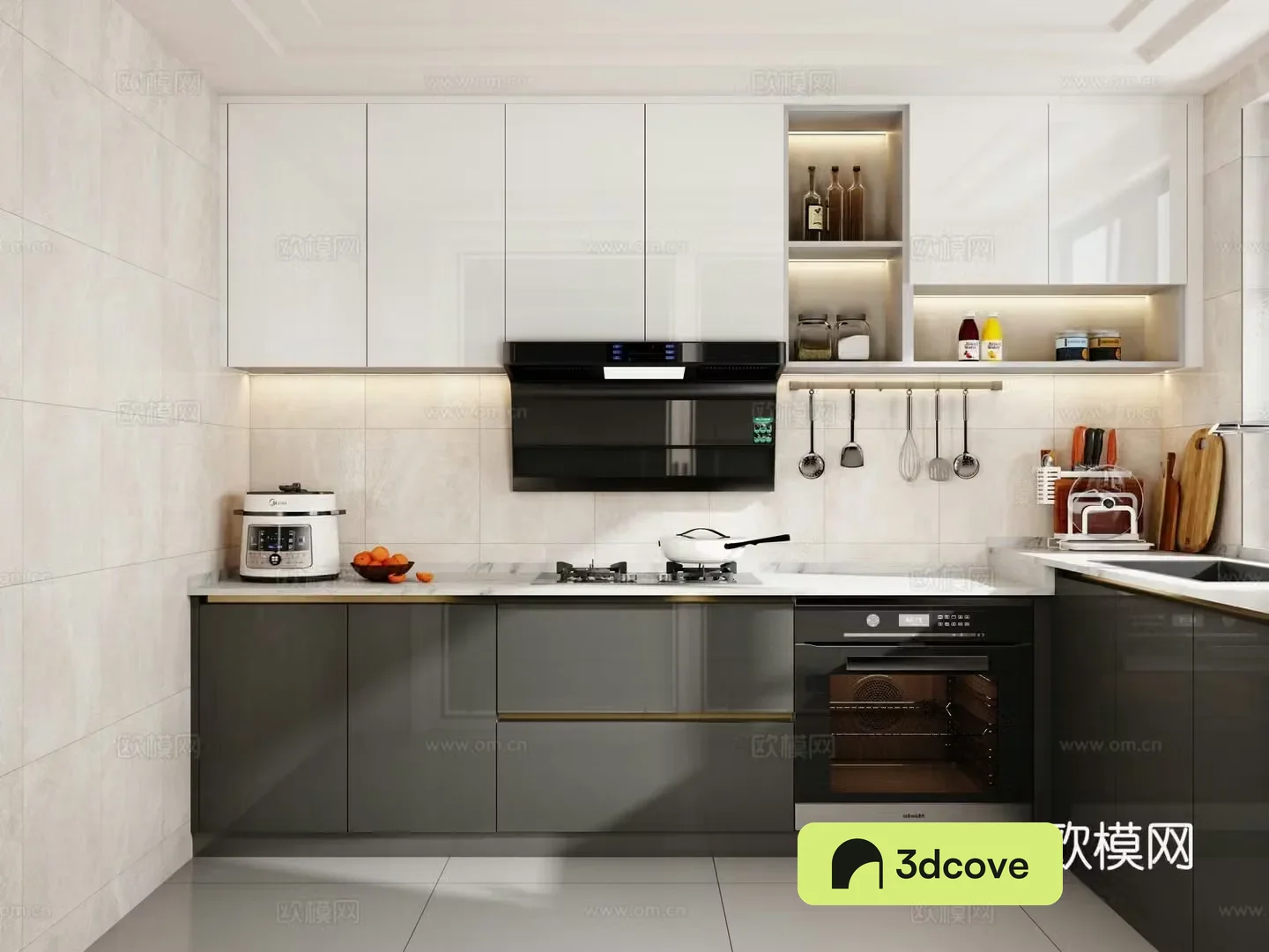 Modern kitchen L-shaped kitchen enclosed kitchen high and low countertop kitchen supplies