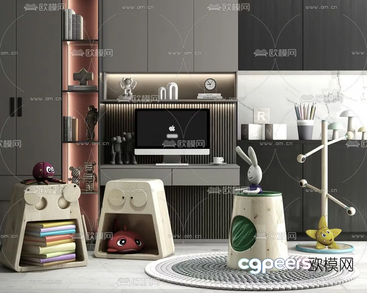 Modern children’s decorative cabinet toys 3d model