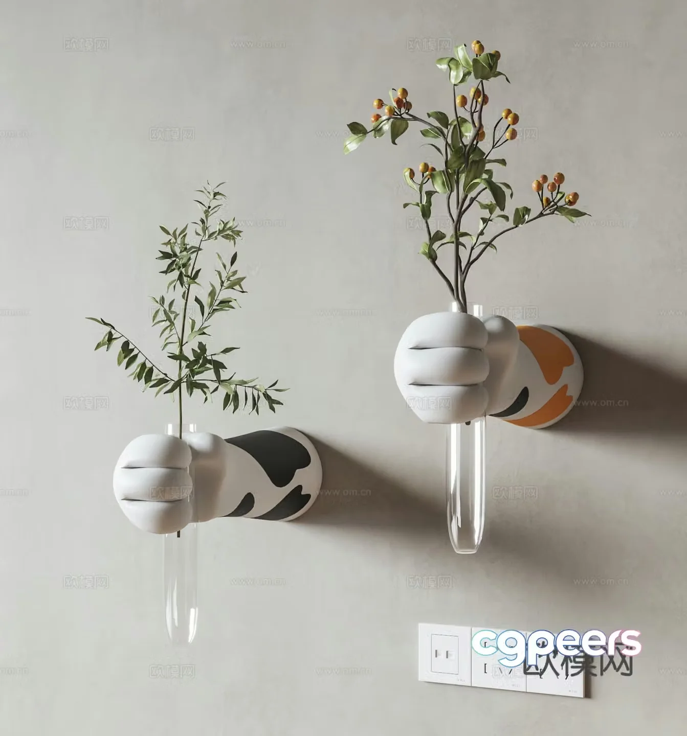 Modern cream cat claw wall decoration 3d model