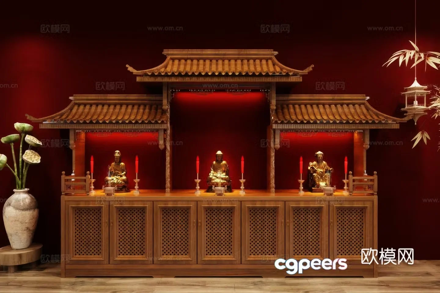 Buddha niche shrine hostel incense stove candle holder 3d model