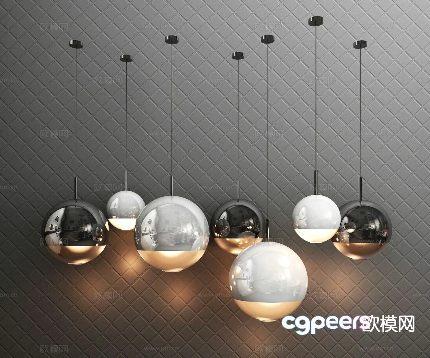 Modern spherical chandelier 3d model