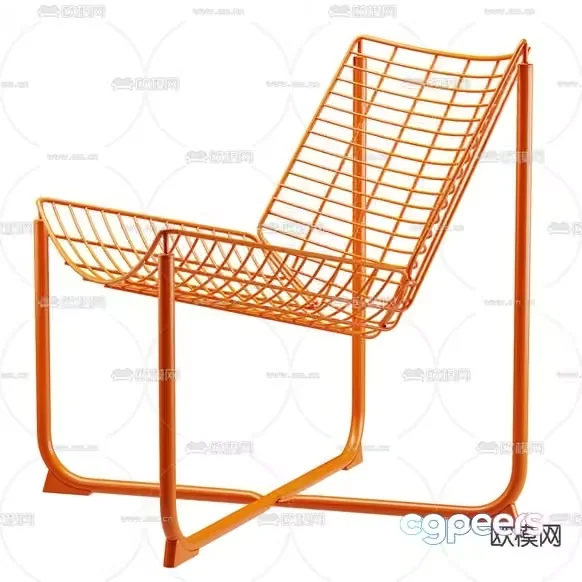 A Metal Chair With A Grid Seat 3D Model – 9627 – CORONA Render