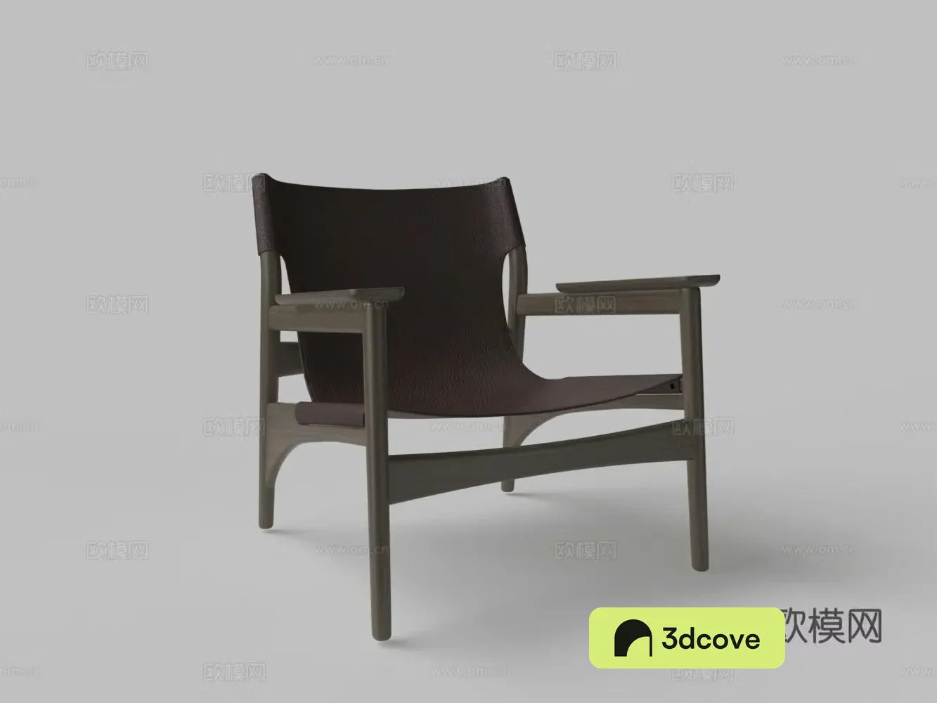 Modern solid wood leather leisure chair