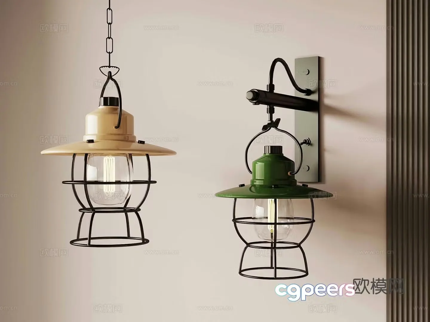 Industrial wind wall lamp chandelier 3d model