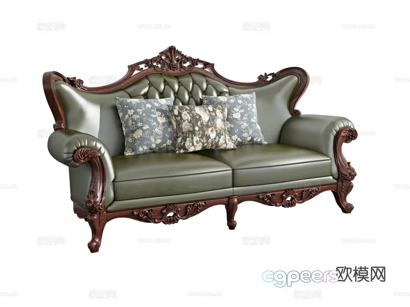 Double sofa leather sofa 3d model