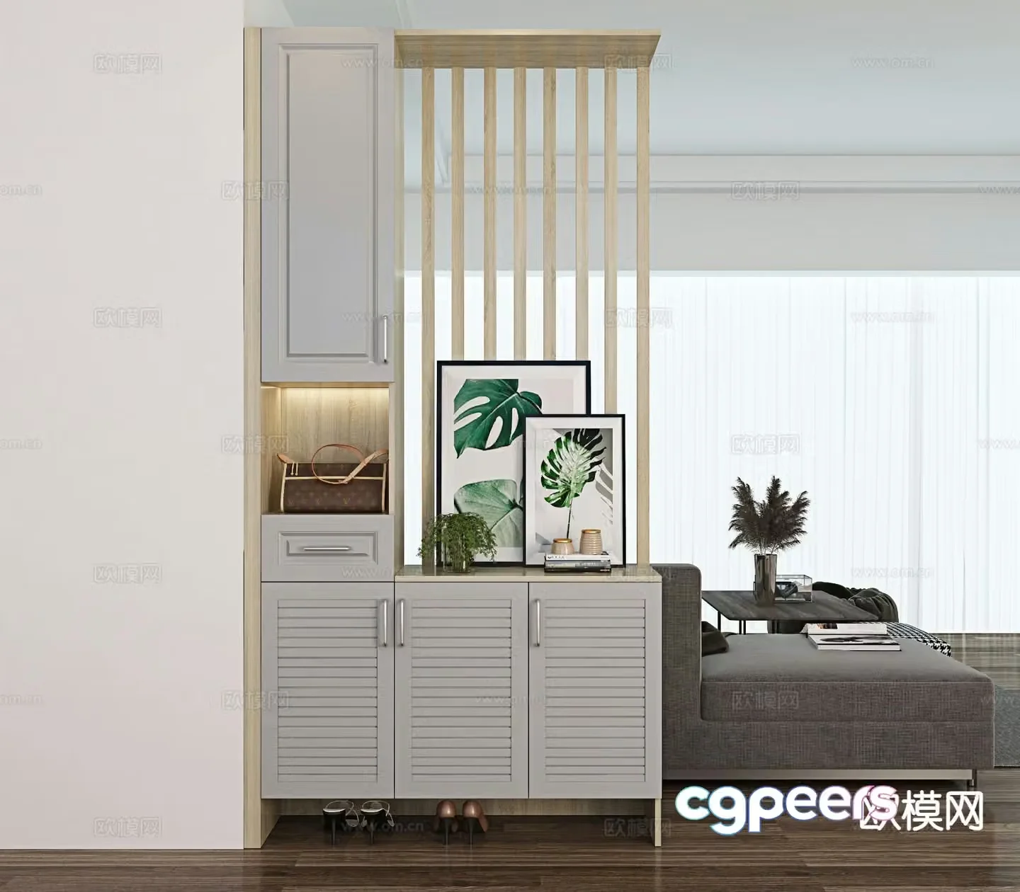 Entrance shoe cabinet partition shoe cabinet 3d model