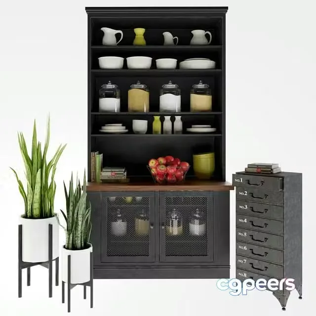 3ds Max Free – Kitchen decor set and Loft concept Industrial Loft Rustic Iron 8 Drawer Dresser