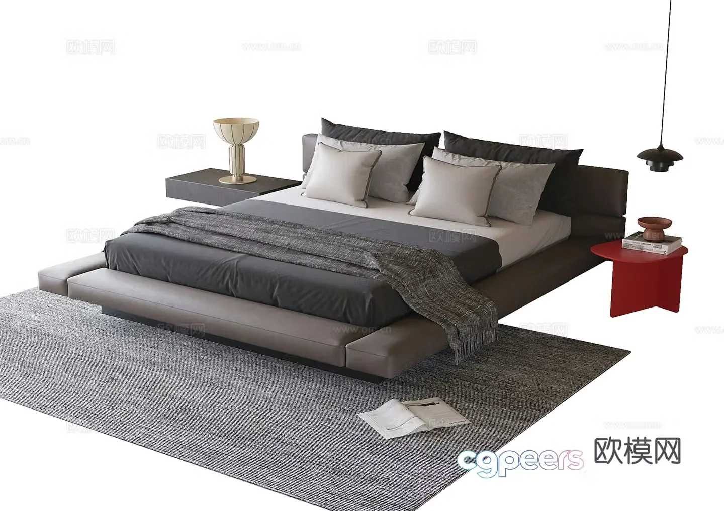 Modern double bed 3d model