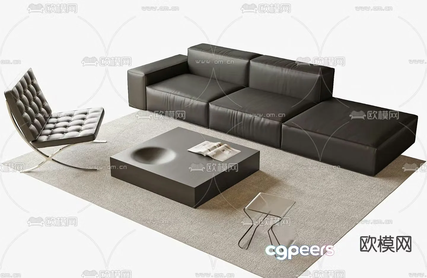 Modern straight sofa 3d model