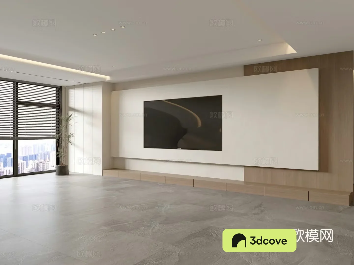 Modern simple living room light luxury TV background wall full wall TV cabinet