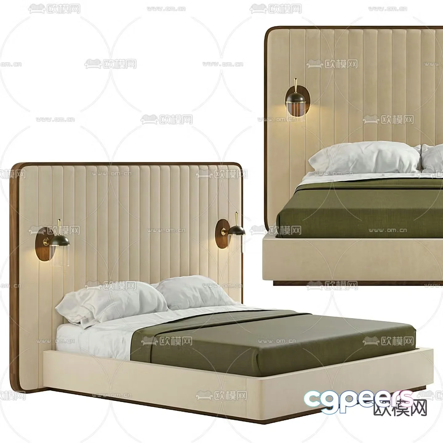 Modern double bed 3d model