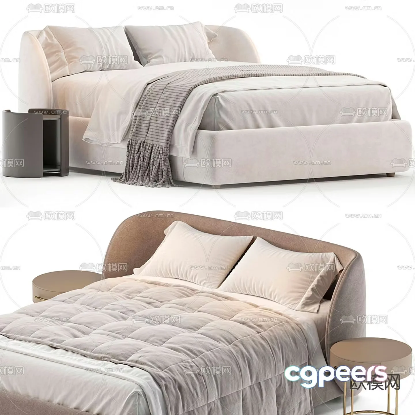 Divan fabric double bed 3d model