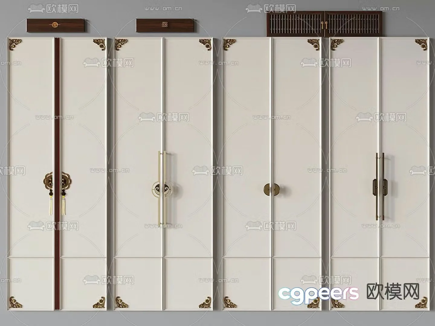 New Chinese style wardrobe door cabinet door panel 3d model