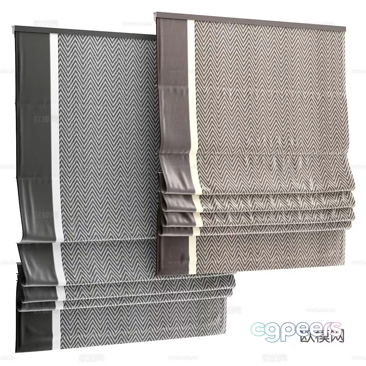 New Chinese Roller Curtain 3D Model